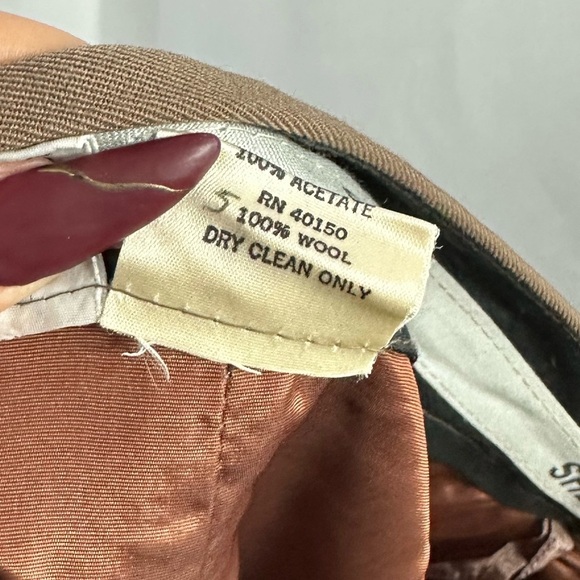 Vintage Sheldon 100% wool brown midi a-line skirt size 14 - Picture 11 of 12